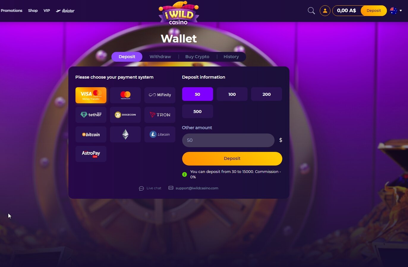 Iwild_casino_method_deposit_withdraw