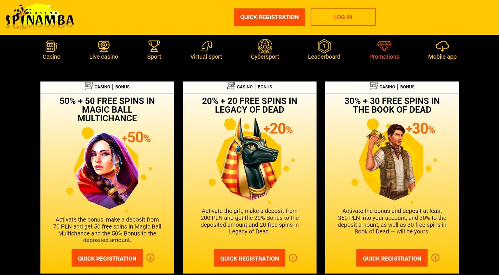 Spinamba Casino Bonuses and Promotions