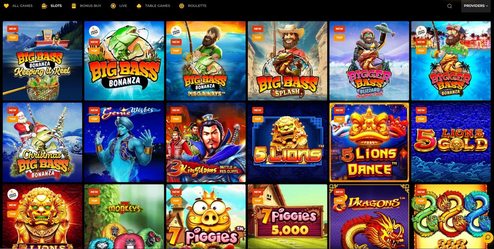 Games and Providers at JoyWinner Casino Online