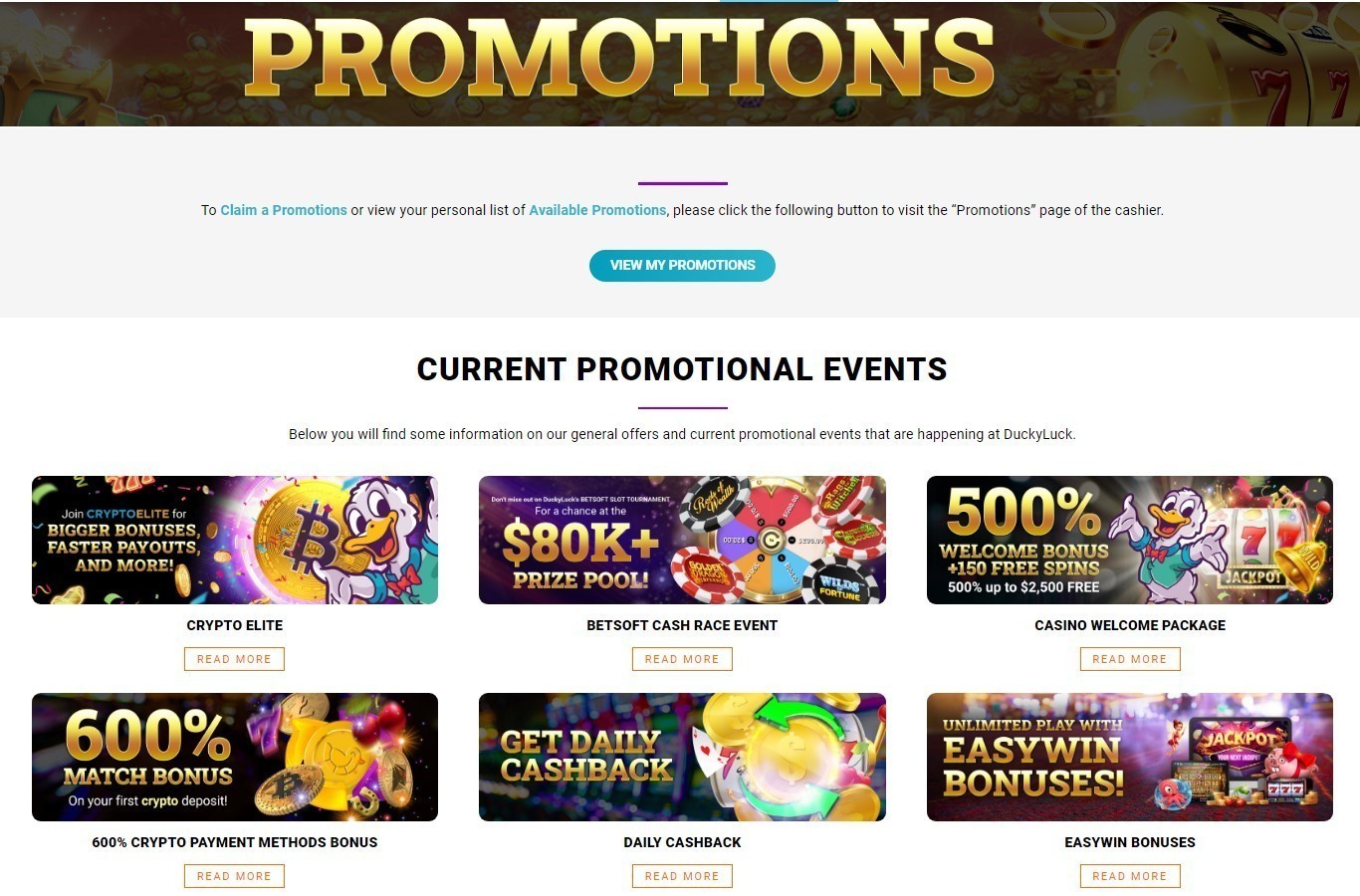 Ducky Luck Special Offers and Promotions