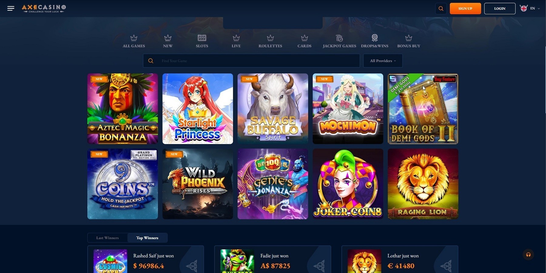 All of the best Axecasino Casino Slot Games