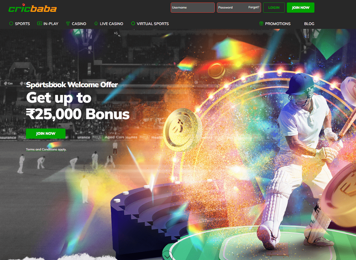 Cricbaba Online Casino Home Page