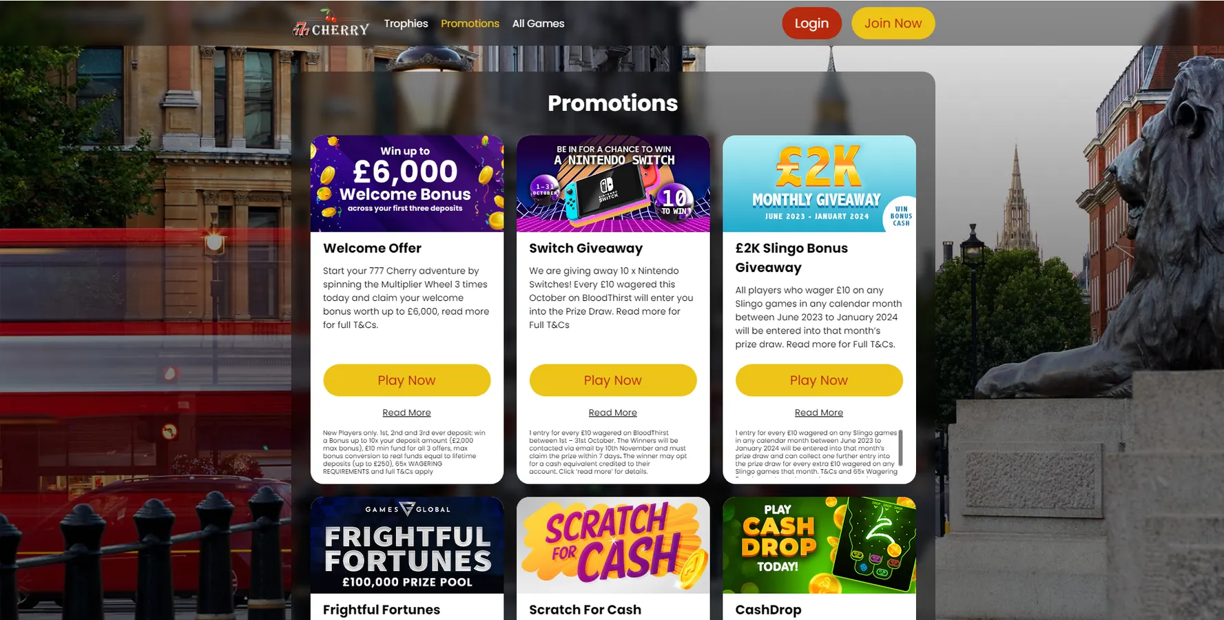 Bonuses at 777Cherry Online Casino