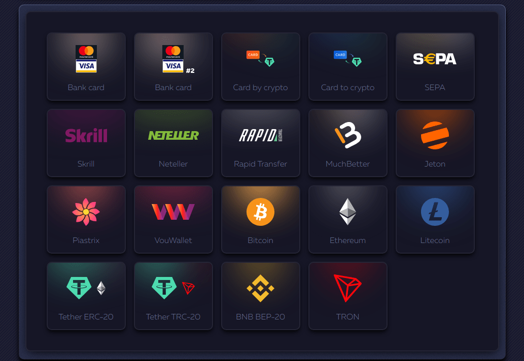 Payment Options at Vavada Casino