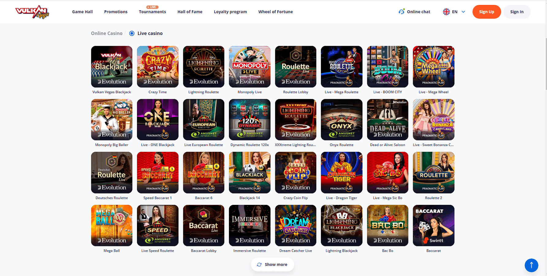 Live Dealer Casino games