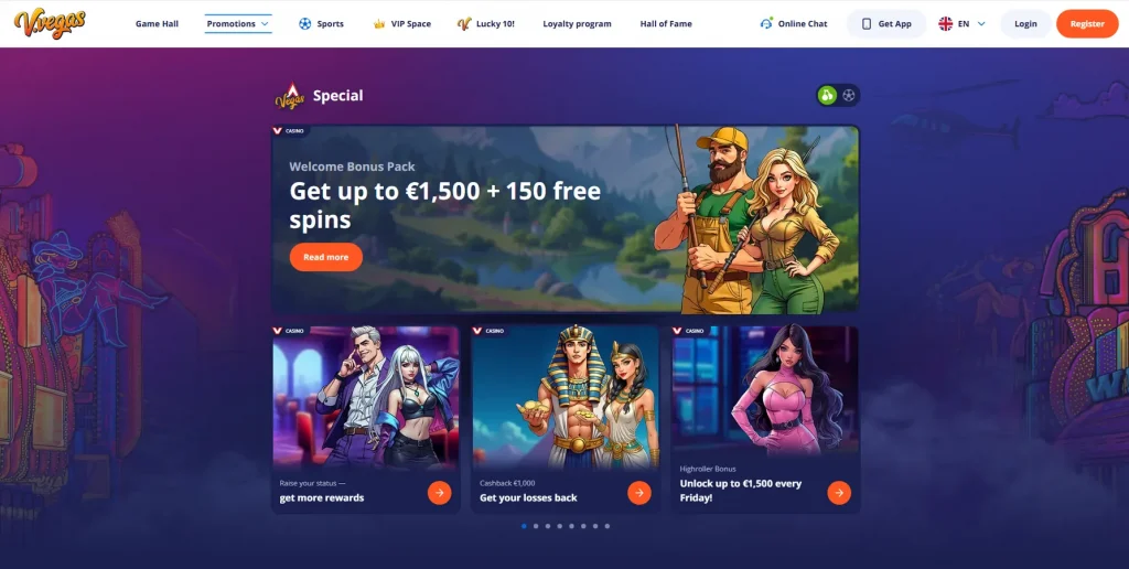 Promotions and Bonuses at V.Vegas Casino