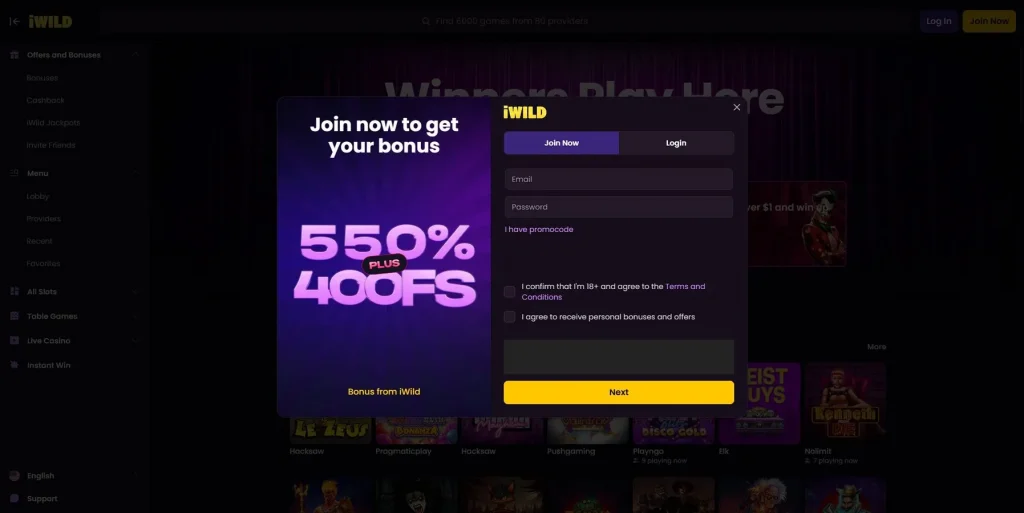 So registrieren Sie sich bei iWildCasino