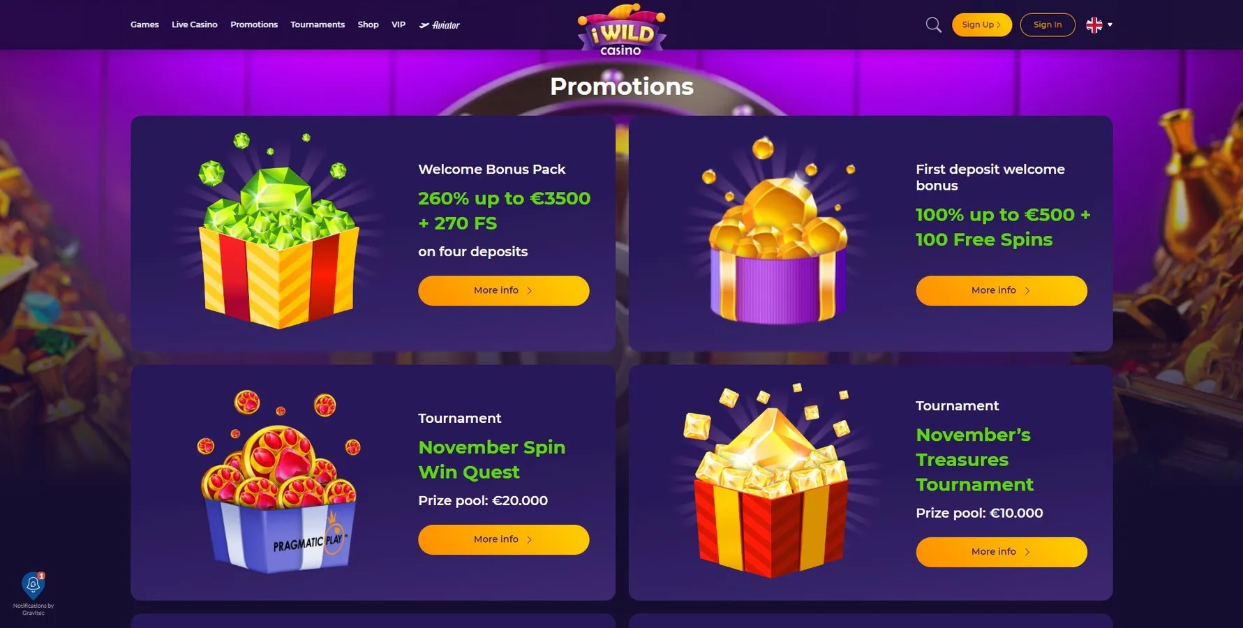 Promotions and Bonuses at iWildCasino