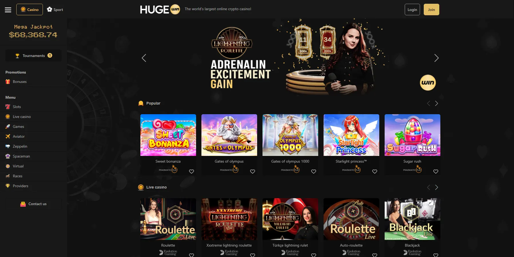 Online Casino Hugewin Homepage
