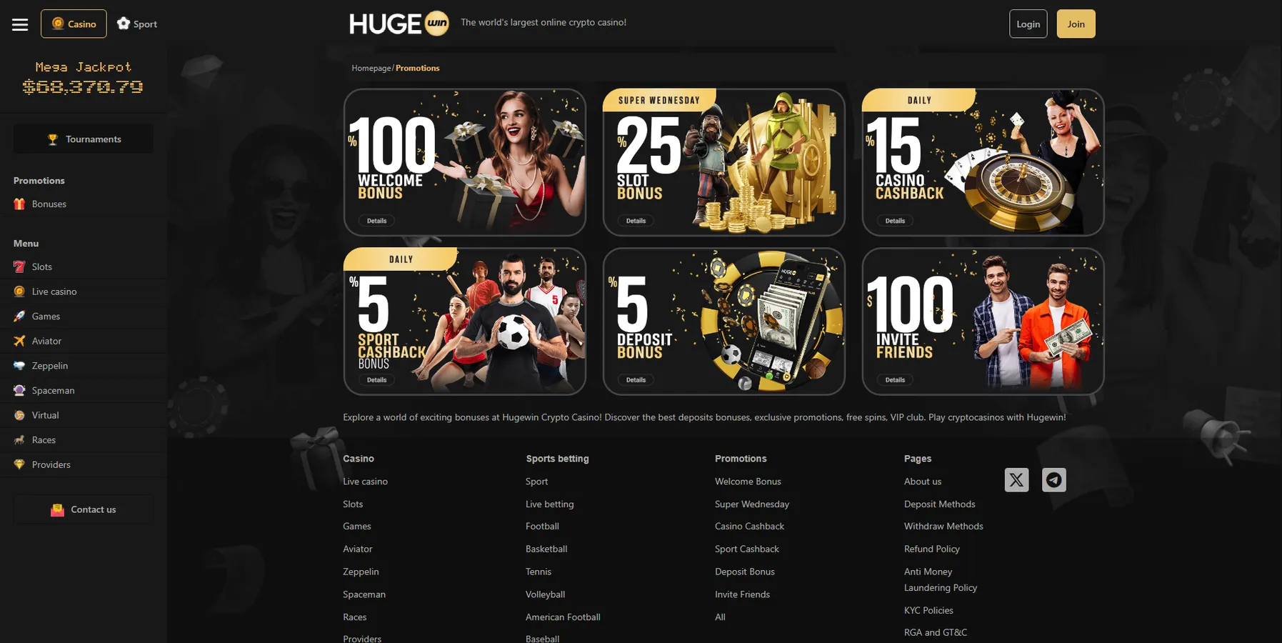 Online Casino Hugewin Promotions
