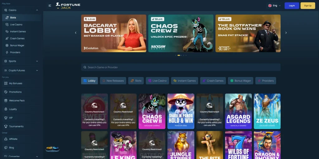 Spielautomaten bei FortuneJack