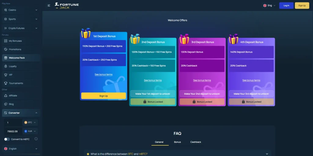 FortuneJack Casino Willkommensbonus