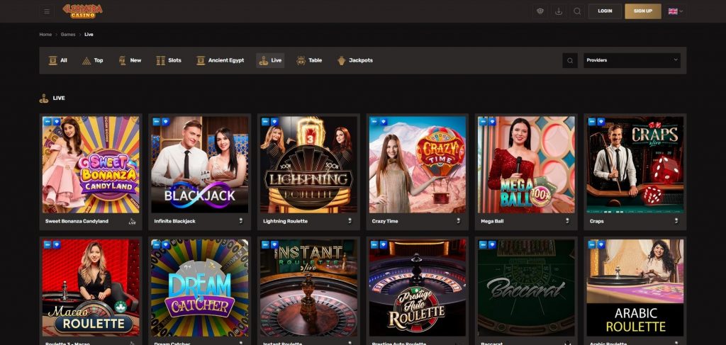 Juegos con crupier en vivo en Cleopatra Casino