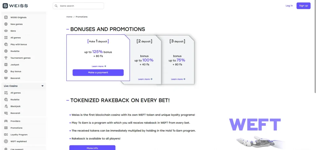 Bonuses and Promotions at Weiss Bet Casino