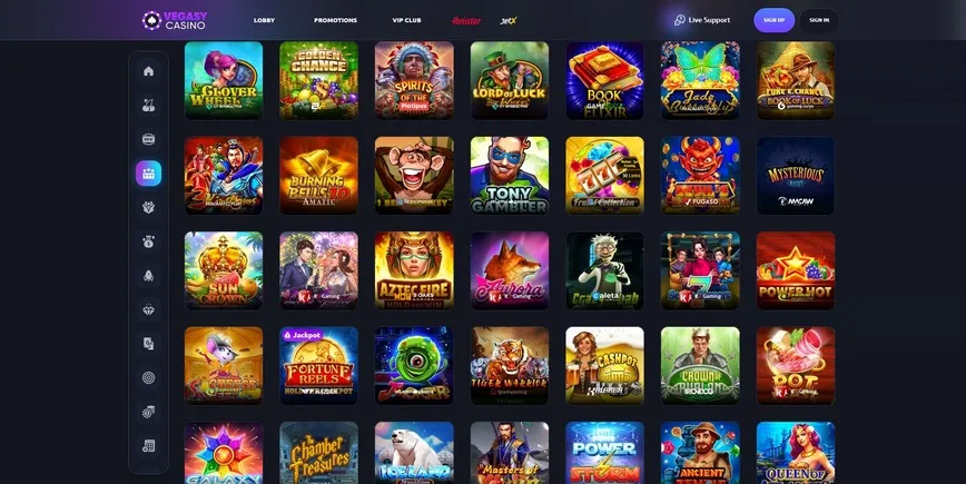 Juegos y proveedores en Vegasy Casino