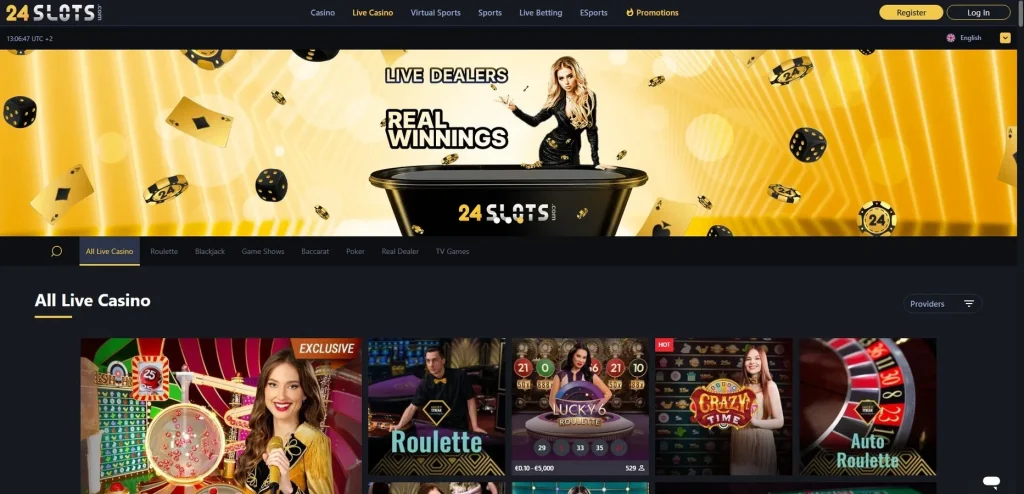 Live Dealer Casino Games at 24Slots Casino