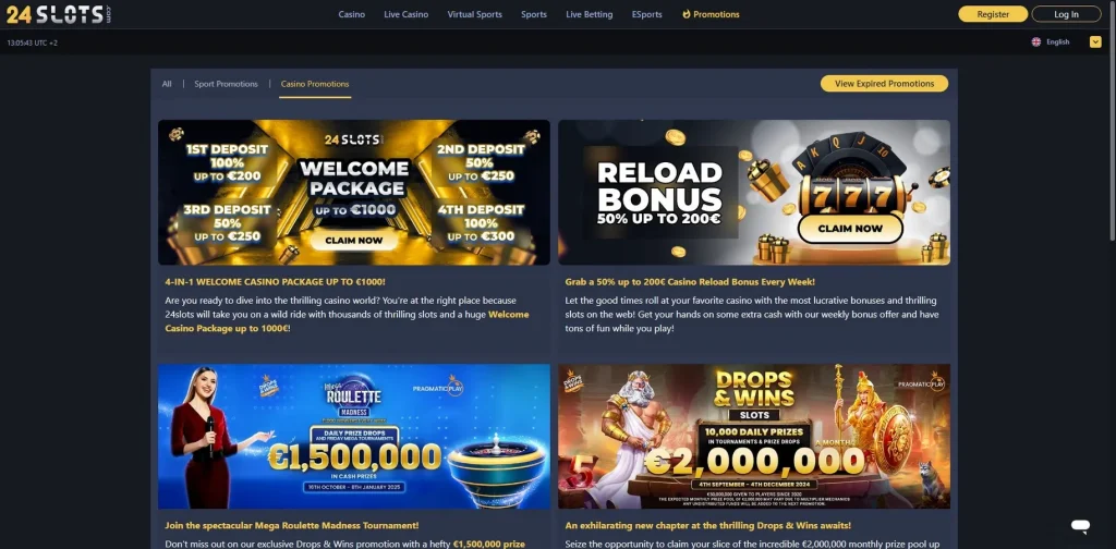 Promotions and Bonuses at 24Slots Casino