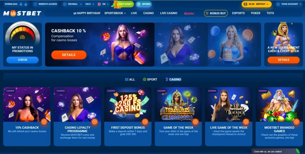 Promoções e bônus no Cassino MostBet