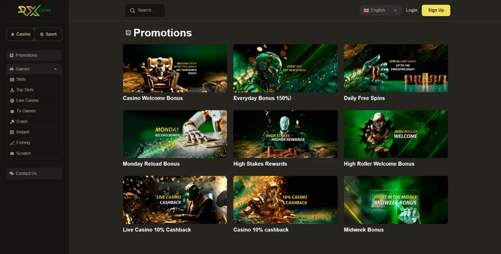 Promociones y bonificaciones en RX Casino