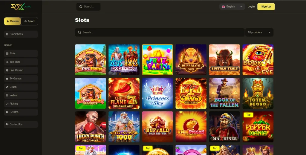 Juegos y proveedores en RX Casino