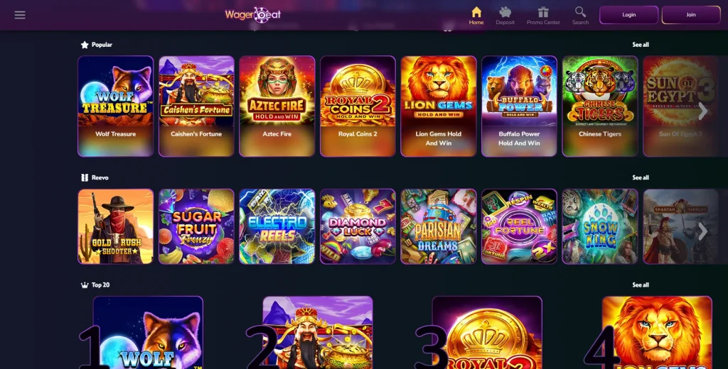 Juegos y proveedores en WagerBeat Casino