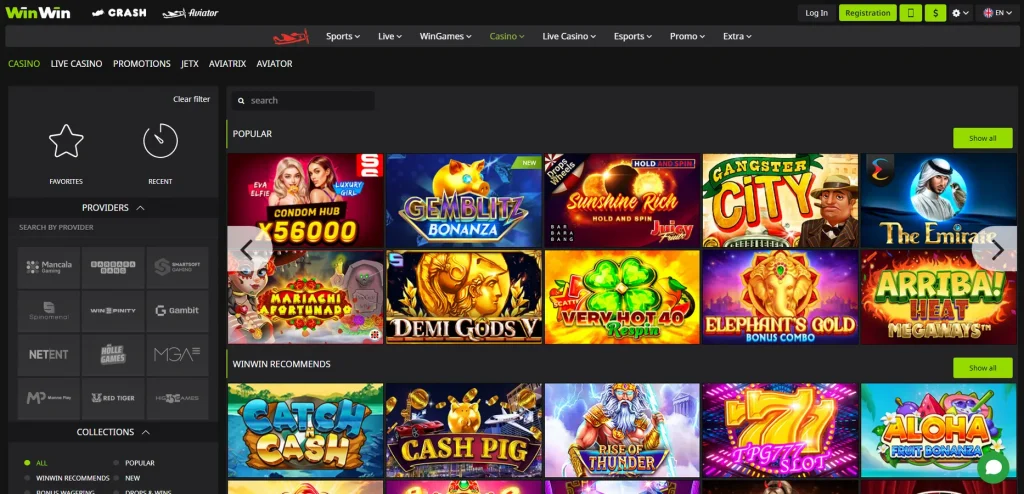 Games and Providers at WinWin Casino