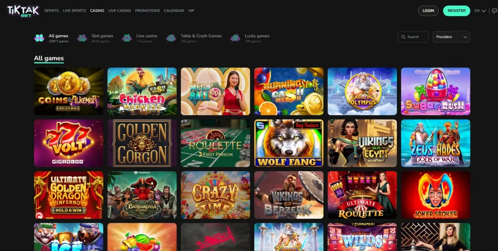 TikTak Bet Casino Games