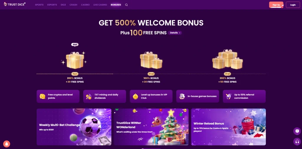 Promotions and Bonuses at TrustDice Casino