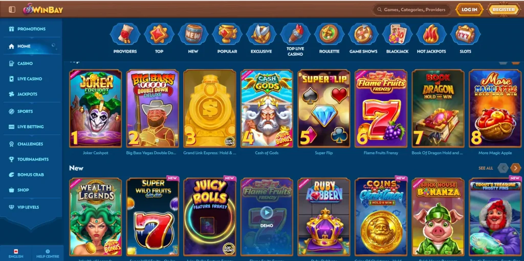 Games and Providers at WinBay Casino