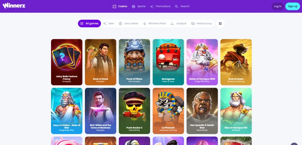 Games and Providers at Winnerz Casino