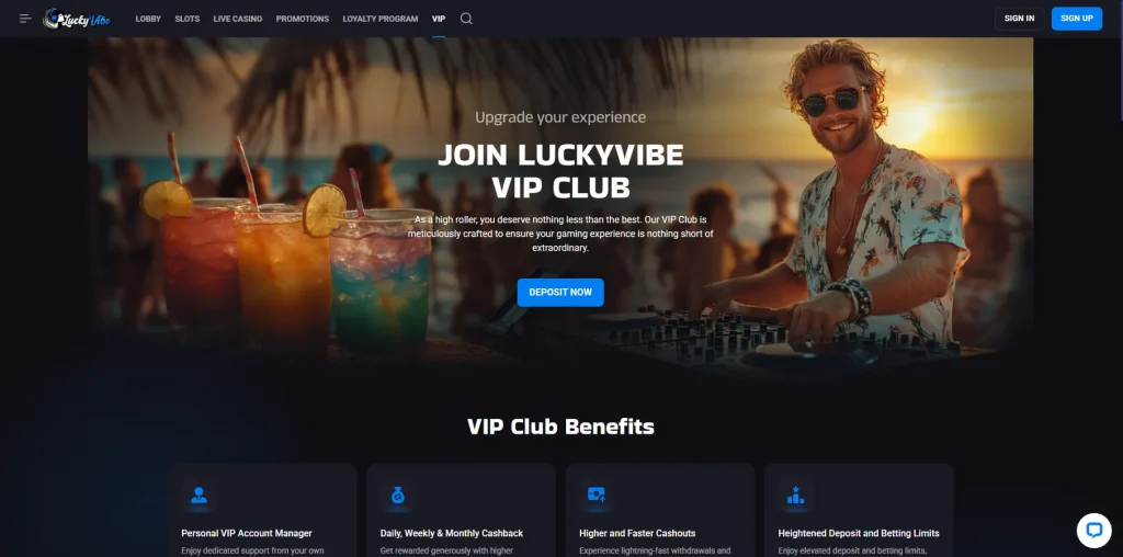 Programa VIP en LuckyVibe Casino