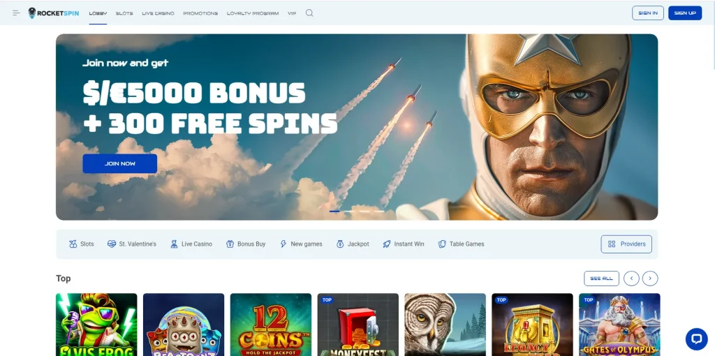 About at RocketSpin Casino 