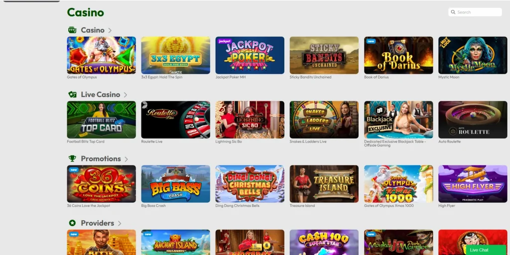 Juegos y proveedores en SlottoJAM Casino