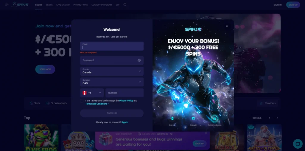 How to Register at Spinjo Casino