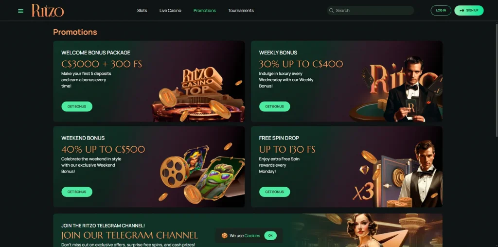 Bônus e promoções do Ritzo Casino