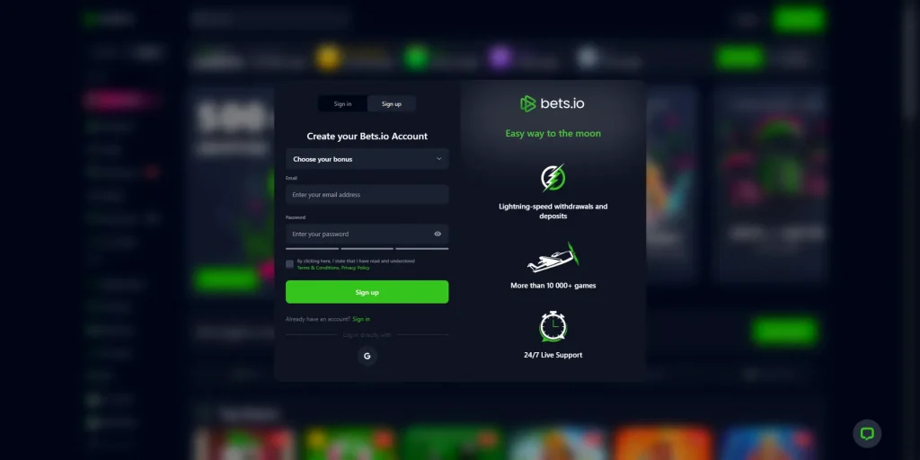 Getting Started at Bets.io Casino