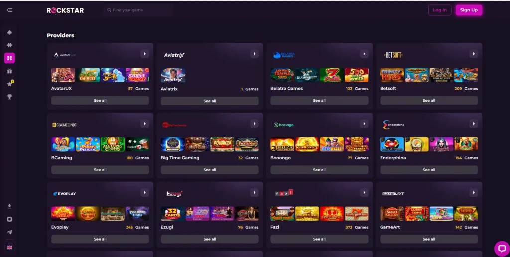 Spielauswahl bei Rockstar.casino