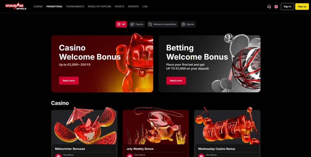 Bonuses & Promotions at VulkanSpiele