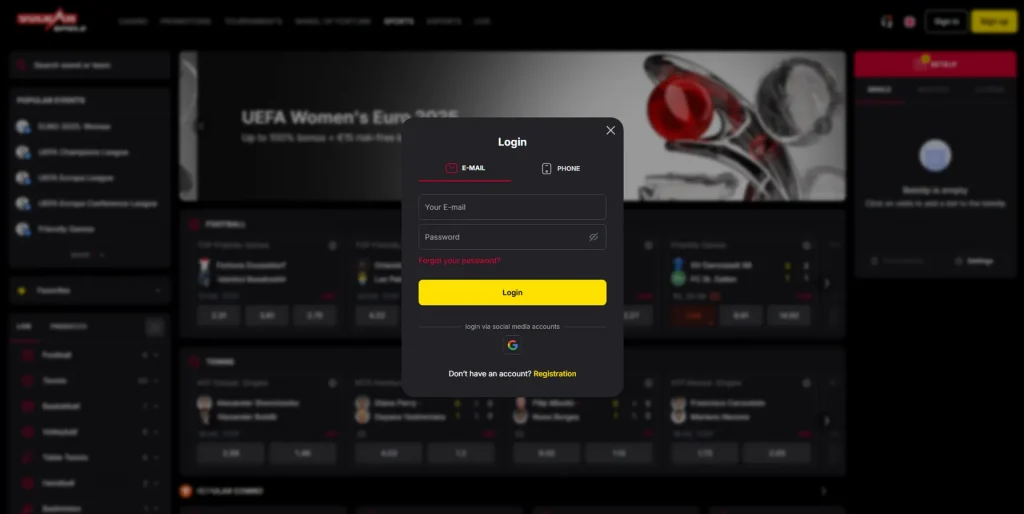 Registration at VulkanSpiele Casino