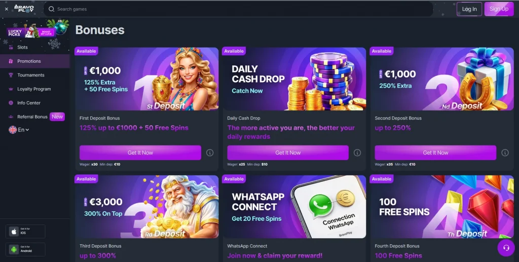 Promotions und Boni bei Bravoplay