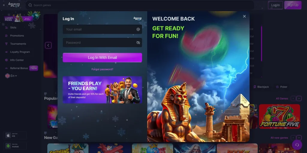 Registrierung bei Bravoplay