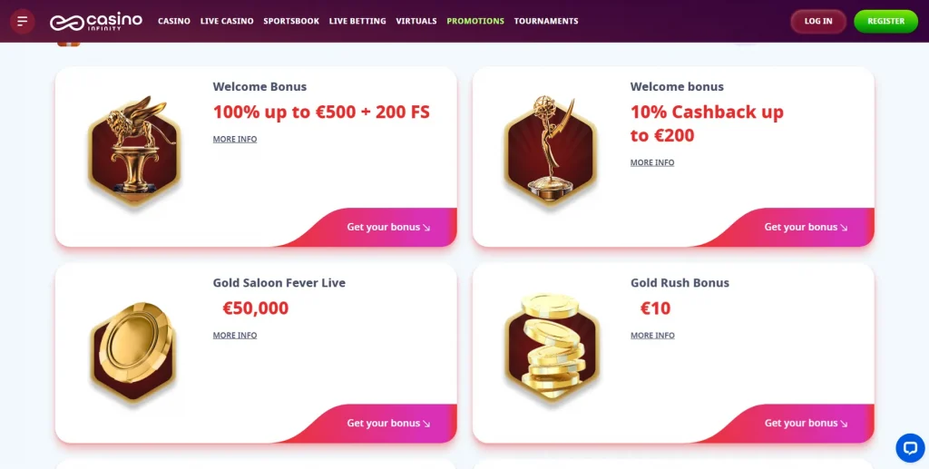 Promociones y Bonos en Infinity Casino