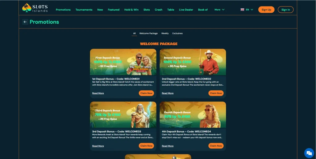 Promociones y Bonos en Slots Islands