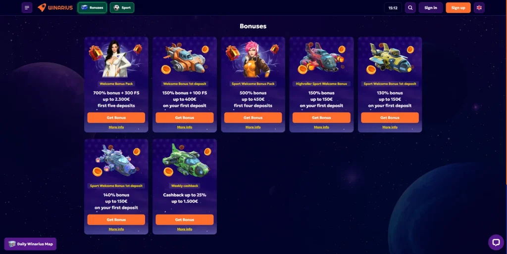 Bônus e promoções