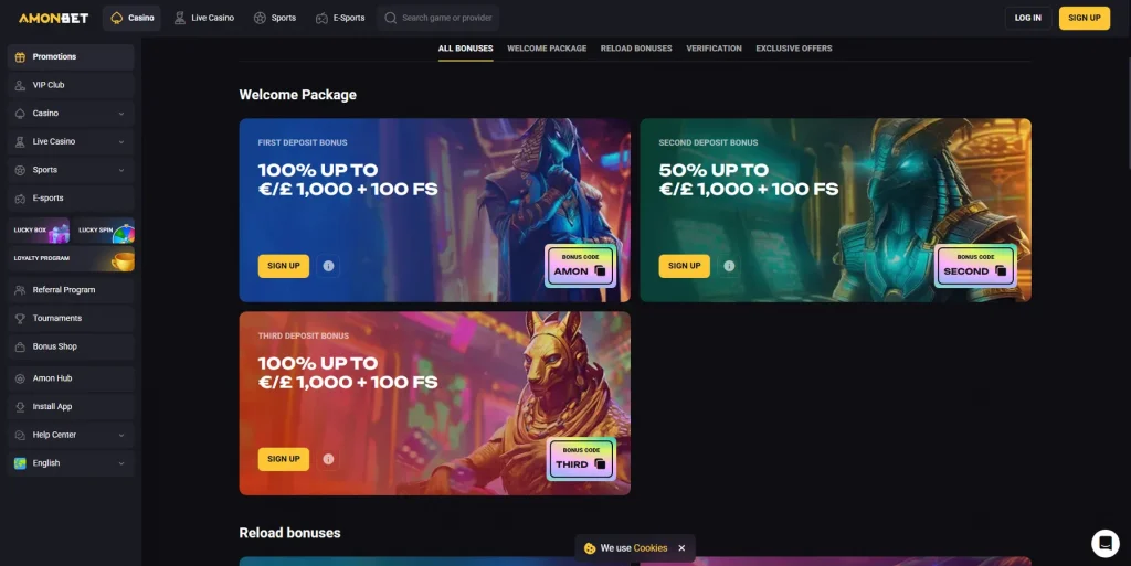 Promotions and Bonuses at AmonBet Casino