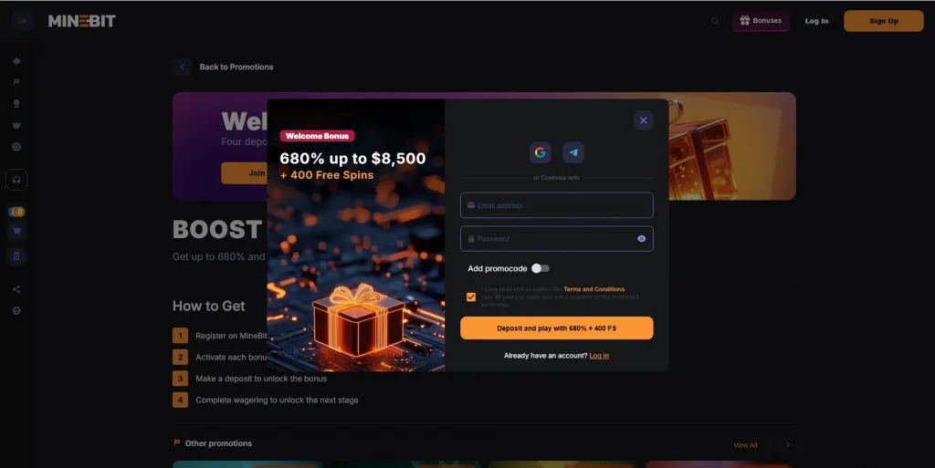 How to Register at MineBit Casino
