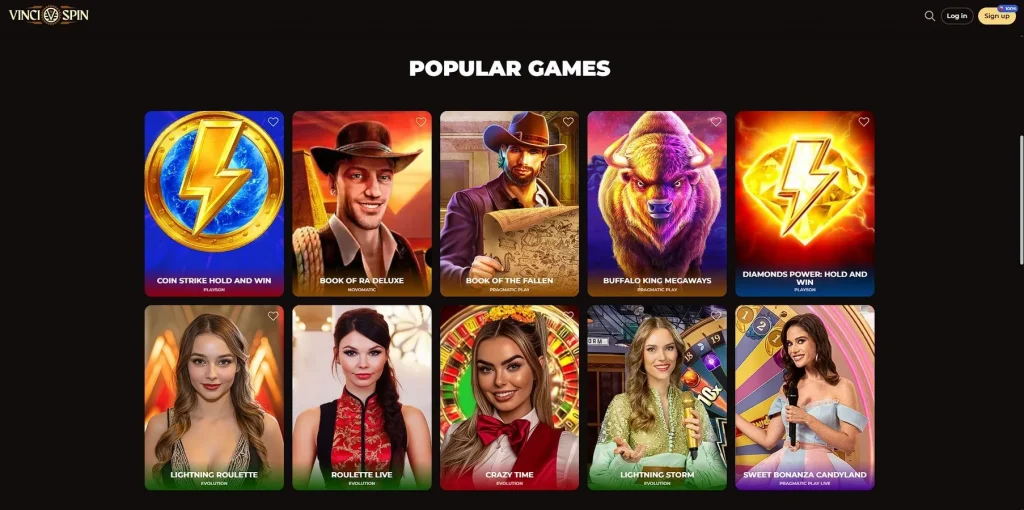 Jogos e Provedores de Jogos no Cassino Vincispin