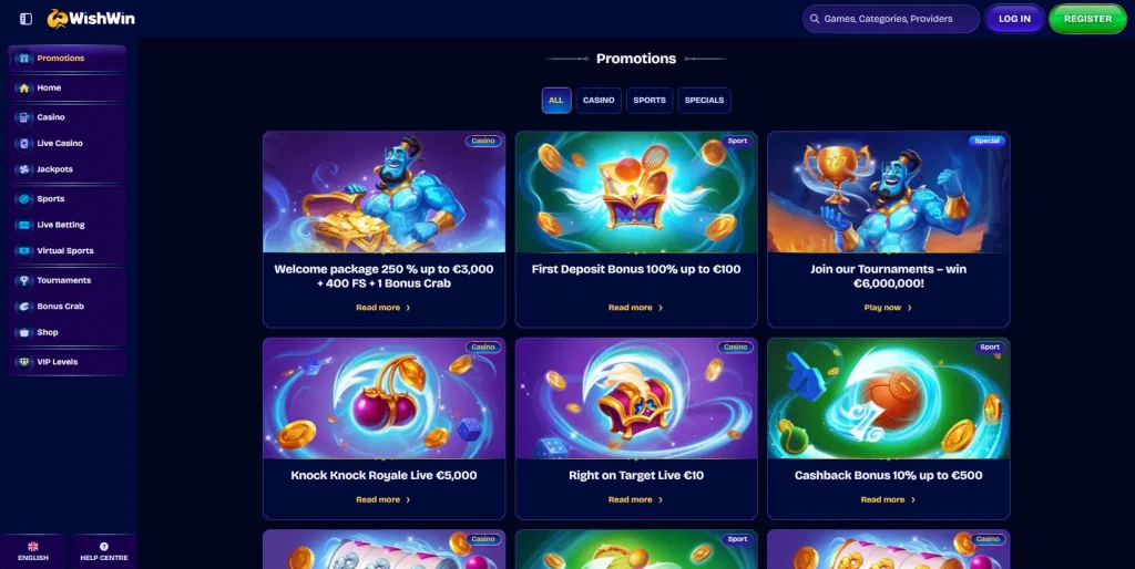 Promotions and Bonuses at WishWin Casino