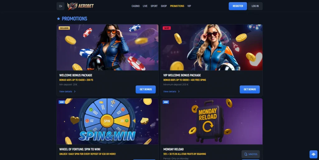 Promoções e Bônus para Jogadores do Cassino Aerobet