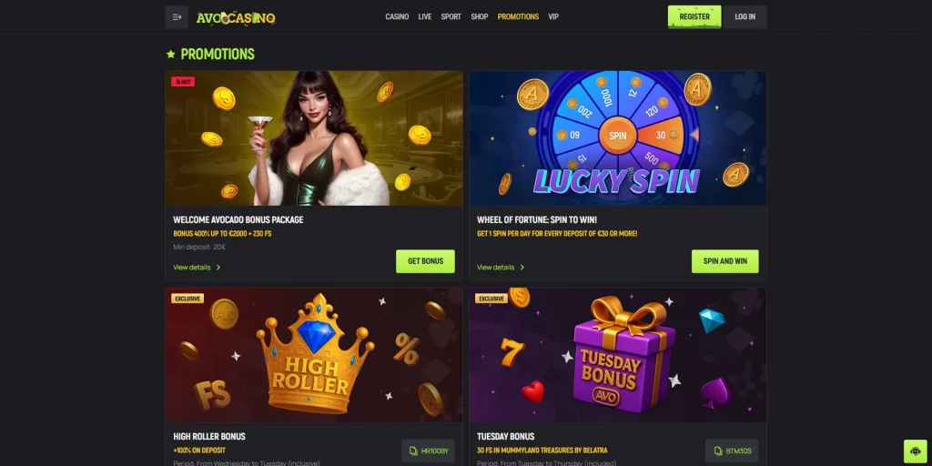 Promoções e Bônus no Avo Casino